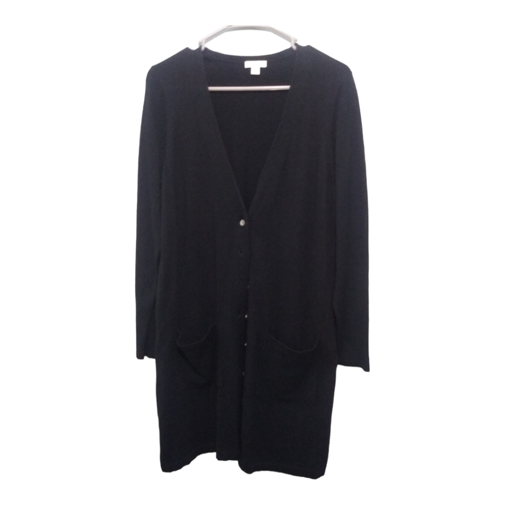 J. Jill Long Black Button-Front Cardigan
